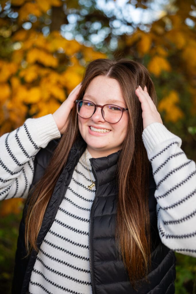 senior girl photo in fall taken at lake darling state park washington iowa
