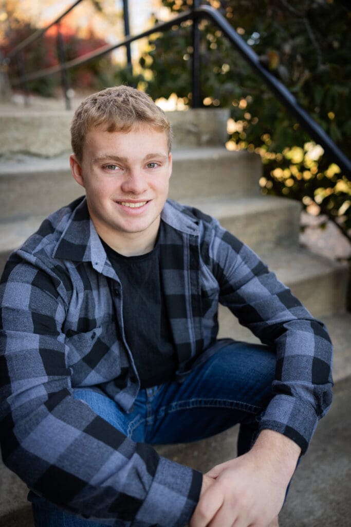 Senior Guy Photo Fall Session Plaid Shirt