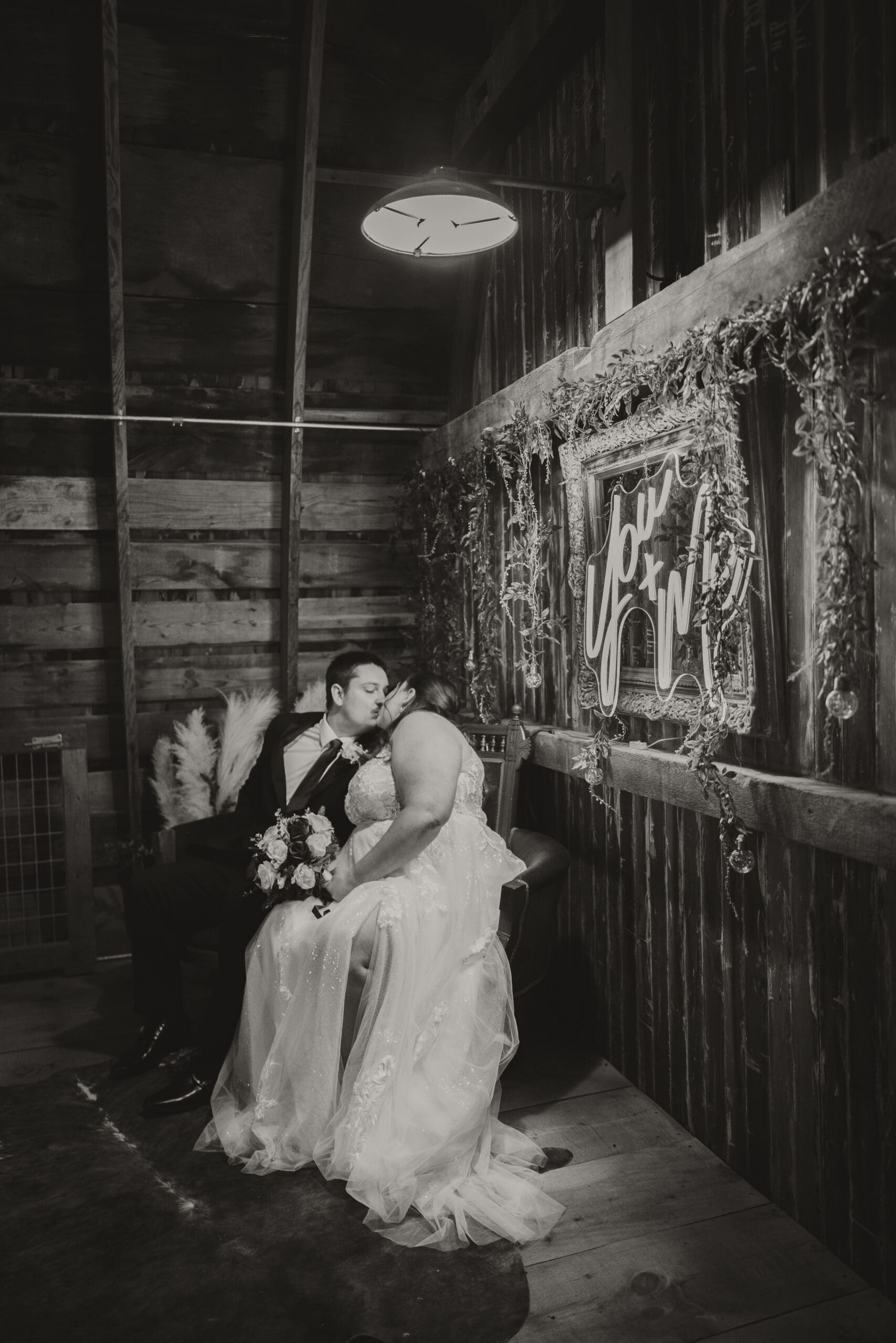 black and white bride and groom intimate portrait