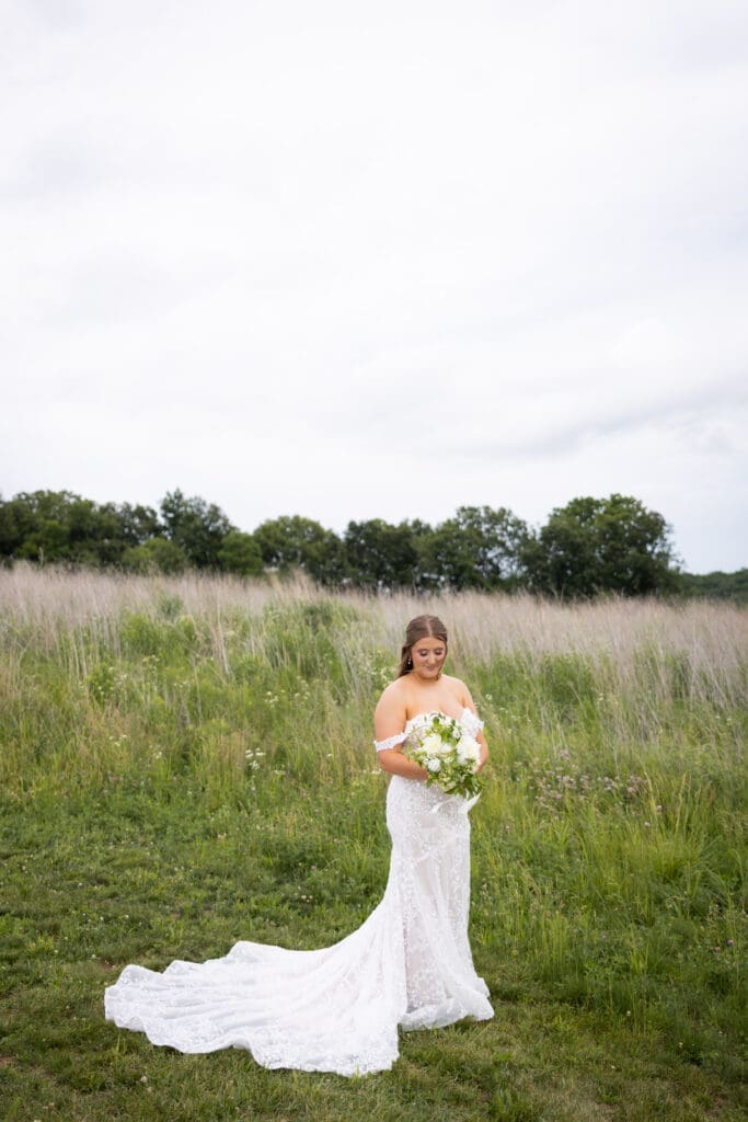 wind blown look bridal portrait